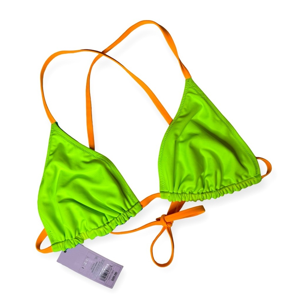 New Reversible Wild Fable Swimsuit Top Neon Green & Blue w/ Neon Orange